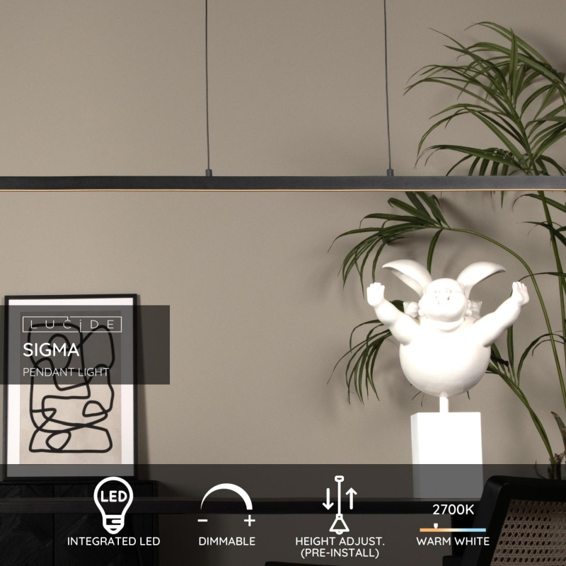 Lucide SIGMA - Závesné svietidlo - LED Dim. - 1x38W 2700K - Čierna